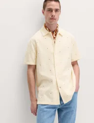 Pure Cotton Embroidered Short Sleeve Shirt Ecru male