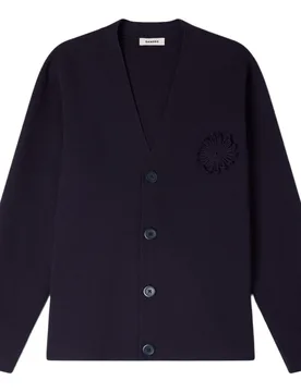 Cárdigan de hombre con cuello V y flor de ganchillo - sandro - FashionsVida