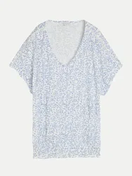 T-Shirt mit Floralmuster Blau 3XL