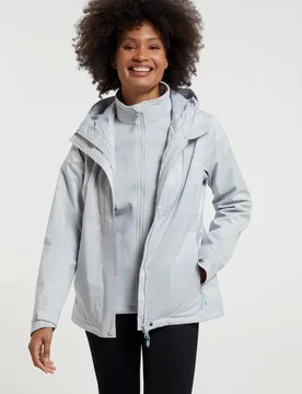 Whirlwind Womens 3 In 1 Waterproof Jacket - Grey - Grey - Size: 10 - Mountain Warehouse - FashionsVida