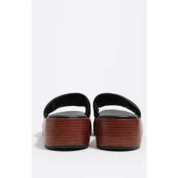 Sandalias de pala de mujer de piel con plataforma