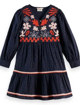 Robe à Manches Longues Clip Jacquard Embroidered Sky Captain 12 Années Fille - Scotch & Soda - FashionsVida