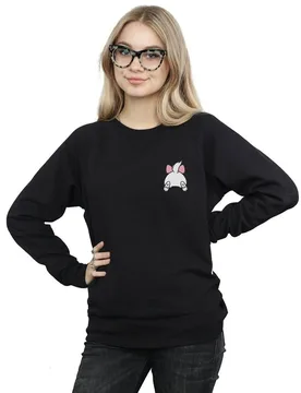 Women's Aristocats Marie Backside Breast Print Sweatshirt in Black Size: Medium - Black - Size: M - Disney - FashionsVida