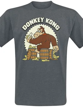 Gaming T-Shirt - Donkey Kong - S bis XL - für Männer - Größe XL - dunkelgrau meliert - Männer - male - Super Mario - FashionsVida