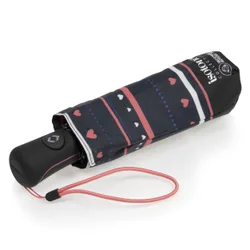 Parapluie Mini Auto Rayure Petit Cœur Marine rayure petit coeur ST