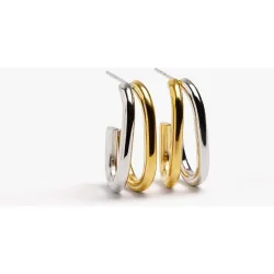 Pendientes de aro de acero inoxidable dobles en liso
