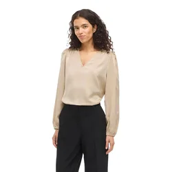 Blusa A Maniche Lunghe Ellette Smock Satin Top Cement 36