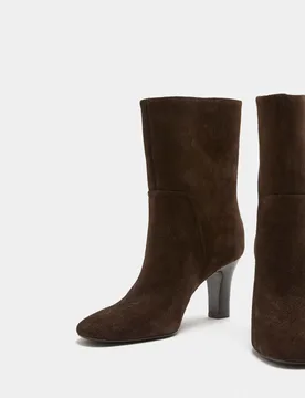 Suede Pull On Block Heel Ankle Boots Brown female - M&S - FashionsVida