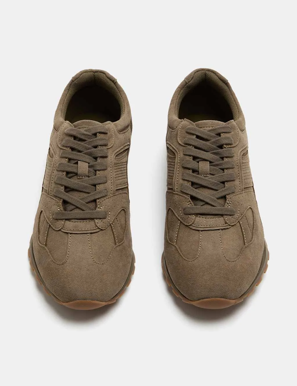 Slim Lace Up Runner Trainers Khaki male - M&S - FashionsVida