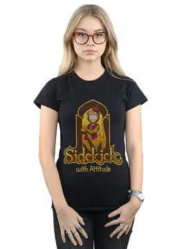 Women's Aladdin Movie Abu Sidekick With Attitude Cotton T-Shirt in Black Size: 2XL - Black - Size: 2XL - Disney - FashionsVida