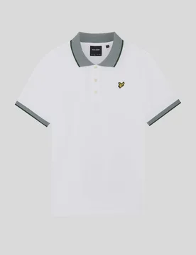 Men's Birdseye Collar Polo Shirt White/ Clover green - Lyle & Scott - FashionsVida