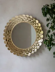 Windsor Metal Large Round Wall Mirror Gold