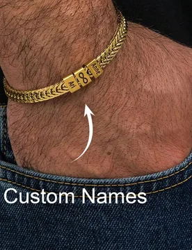 Pulsera con dije de nombre personalizado para hombres, pulsera de acero inoxidable grabada con 1-4 nombres, regalo de joyería de color dorado para pa - Shein - FashionsVida