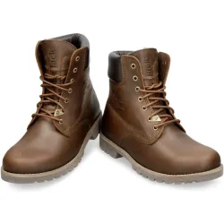 Bota de cordones en piel con forro de pelo natural