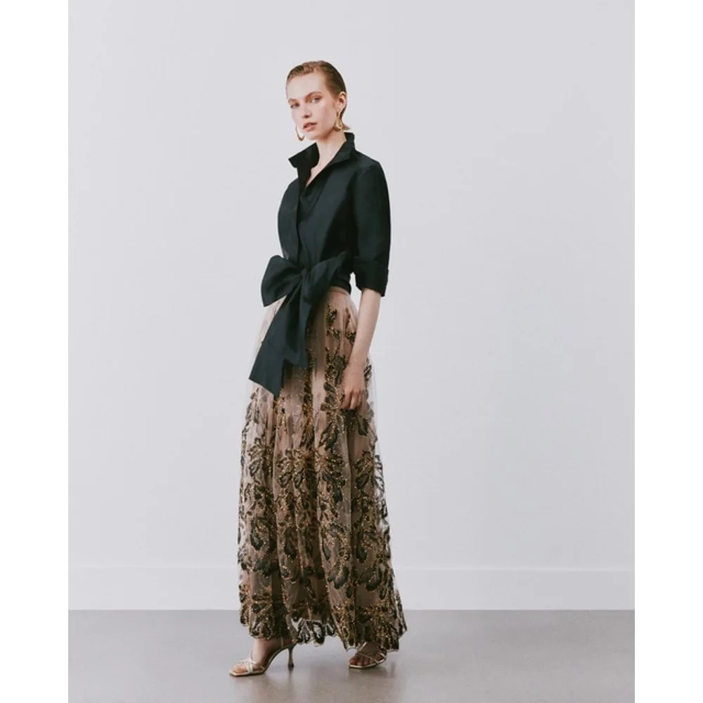 Falda con vuelo bordada con contraste - Woman Fiesta El Corte Inglés - FashionsVida