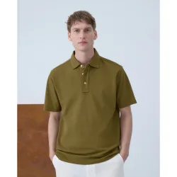 Polo de hombre manga corta piqué liso garment dye