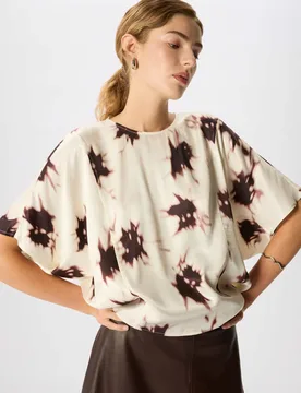 Printed Round Neck Blouse Ivory Mix female - Whistles - FashionsVida
