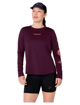 Maglietta A Maniche Lunghe Fujitrail Logo Dark Aubergine XS - Asics - FashionsVida