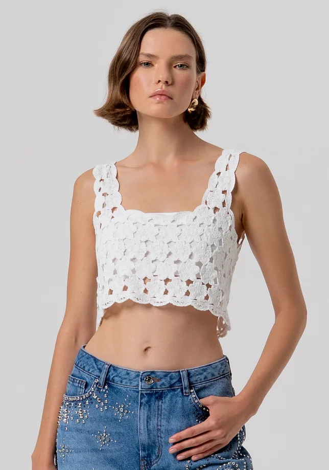 Fracomina top in pizzo donna crema - Fracomina - FashionsVida