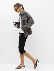 Split Hem Cropped Leggings Black female