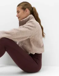 Borg Textured Funnel Neck Fleece Jacket Putty female