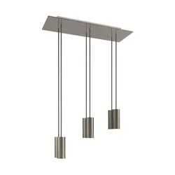 Cables Suspension Luminaire Rectangular Rose-one Xxl Tub E14 6 Falls With Bulbs Satin Steel One Size