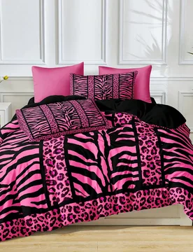 Juego de ropa de cama de 3 piezas con estampados de rosa, leopardo y cebra (1 funda nórdica + 2 fundas de almohada, sin edredón incluido), de tela d - Shein - FashionsVida