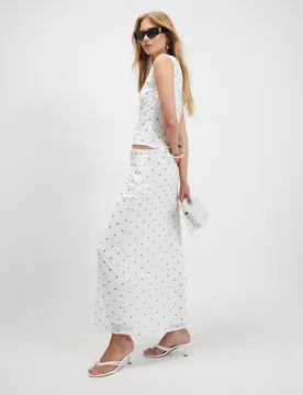 Polka Dot Maxi Pencil Skirt White Mix female - River Island - FashionsVida