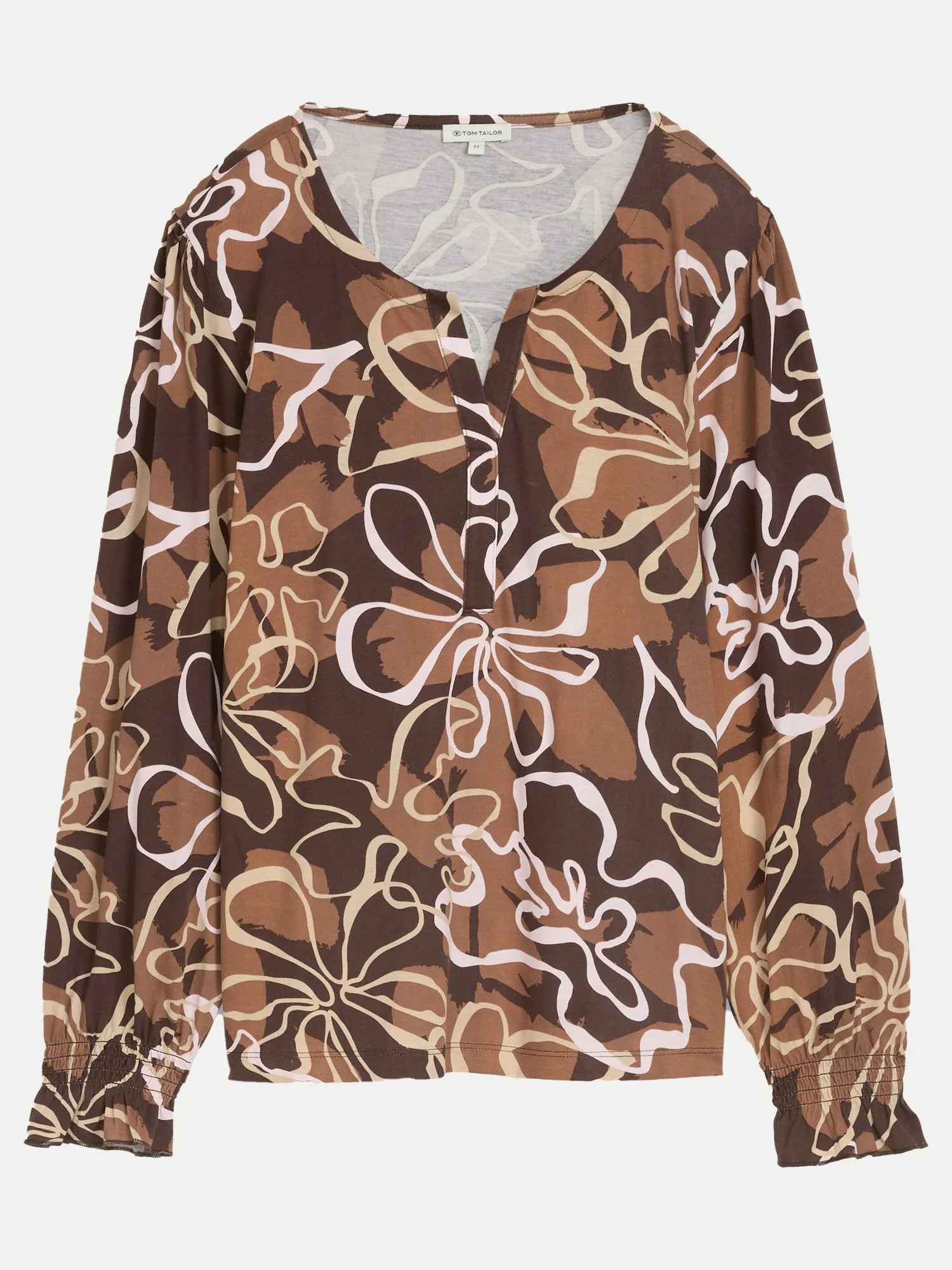 Blusenshirt mit Allover-Print Braun L - Tom Tailor Casual - FashionsVida
