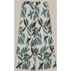 Pantalón ancho de mujer con pinzas y estampado
