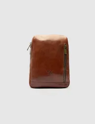 Leather Cross Body Bag Dark Brown male