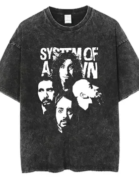 Washed Vintage System of A Down Face Graphic T-shirt Men Women Retro Rock Oversized T Shirt 90s Alternative Metal Merch T-shirts - Aliexpress - FashionsVida