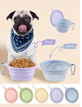 Cuenco plegable para mascotas de 350ml, adecuado para viajes, camping, paseos, retráctil, se puede usar como cuenco de agua y cuenco de comida para g - Shein - FashionsVida