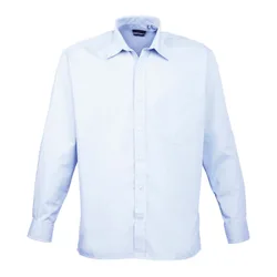 Mens Poplin Long-Sleeved Shirt (Light Blue) - Size 19 Inch