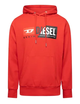 Mens Over The Head Hoodie In Racing Red - Size Large - Diesel - FashionsVida