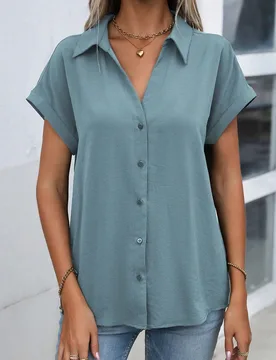 Camisa de manga murciélago sólida para el verano XS - Shein - FashionsVida