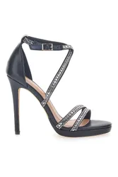Sandali Neri con Tacco e Strass 459 39