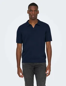 Cotton Rich Polo Shirt Navy male - ONLY & SONS - FashionsVida