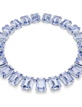 Collana Millenia, Cristalli oversize, Taglio ottagonale, Blu, Placcato rodio OS - Swarovski - FashionsVida