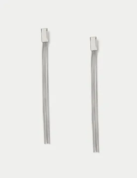 Silver Tone Slinky Long Drop Earrings Silver female - M&S - FashionsVida