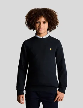 Boys' Cotton Crew Neck Jumper in Dark Navy - Lyle & Scott - FashionsVida