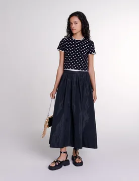 Falda larga con doble cintura en contraste - Maje - FashionsVida