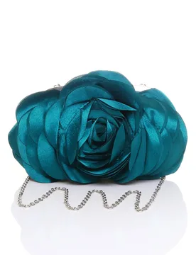 Women's Evening Shoulder Satin Wedding Prom Party Clutch Bag in Teal - Teal - Size: One Size - Ajvani - FashionsVida