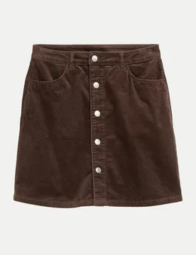 Cordrock mit Knopfleiste Braun L - Tom Tailor Denim - FashionsVida