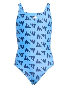 Logo Graphic V-back Swimsuit Blue Fusion / Dark Blue 5-6 Years Girls - Adidas - FashionsVida