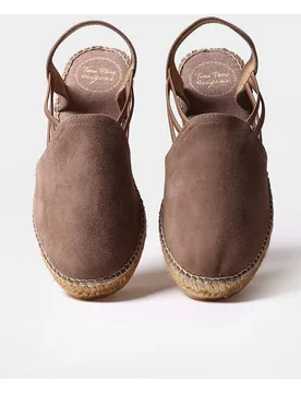 Alpargatas de cuña de mujer de ante con elásticos - Toni Pons - FashionsVida