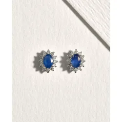 Pendientes de oro con diamante y zafiro