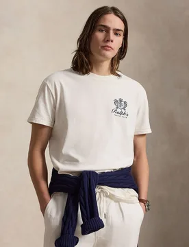 Camiseta de hombre de algodón con escudo - Polo Ralph Lauren - FashionsVida