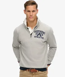 Superdry Herren Vintage Athletic Zip Pullover mit Halbreißverschluss Grau - Größe: Xxl
