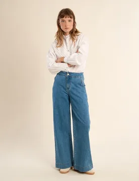 Vaqueros anchos de mujer largo vaquero perneras anchas - Molly Bracken - FashionsVida